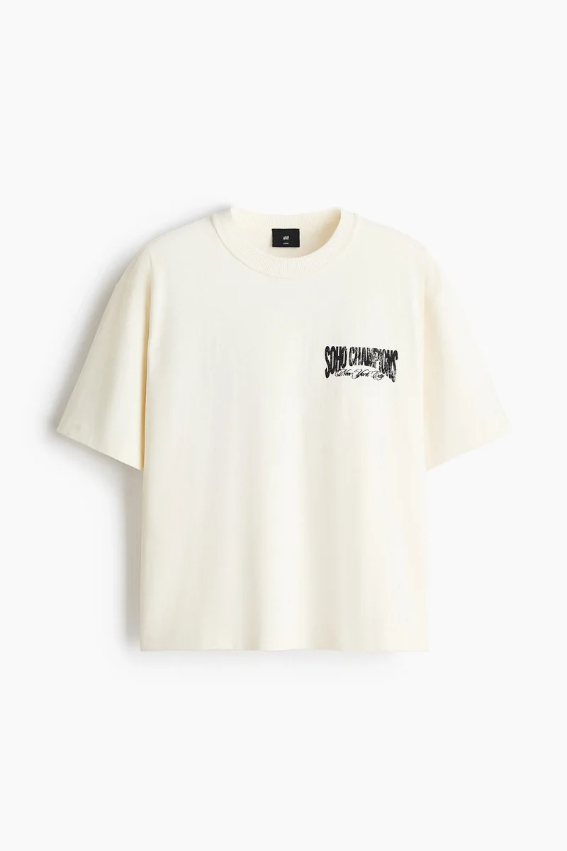 اتش اند ام تي-شيرت مطبوع بتصميم فضفاض